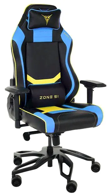 Компьютерное кресло ZONE 51 Cyberpunk игровое, обивка: искусственная кожа, цвет: blue/yellow