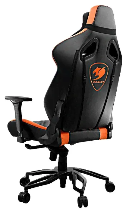 Компьютерное кресло COUGAR Throne игровое, обивка: искусственная кожа, цвет: черный/оранжевый-1